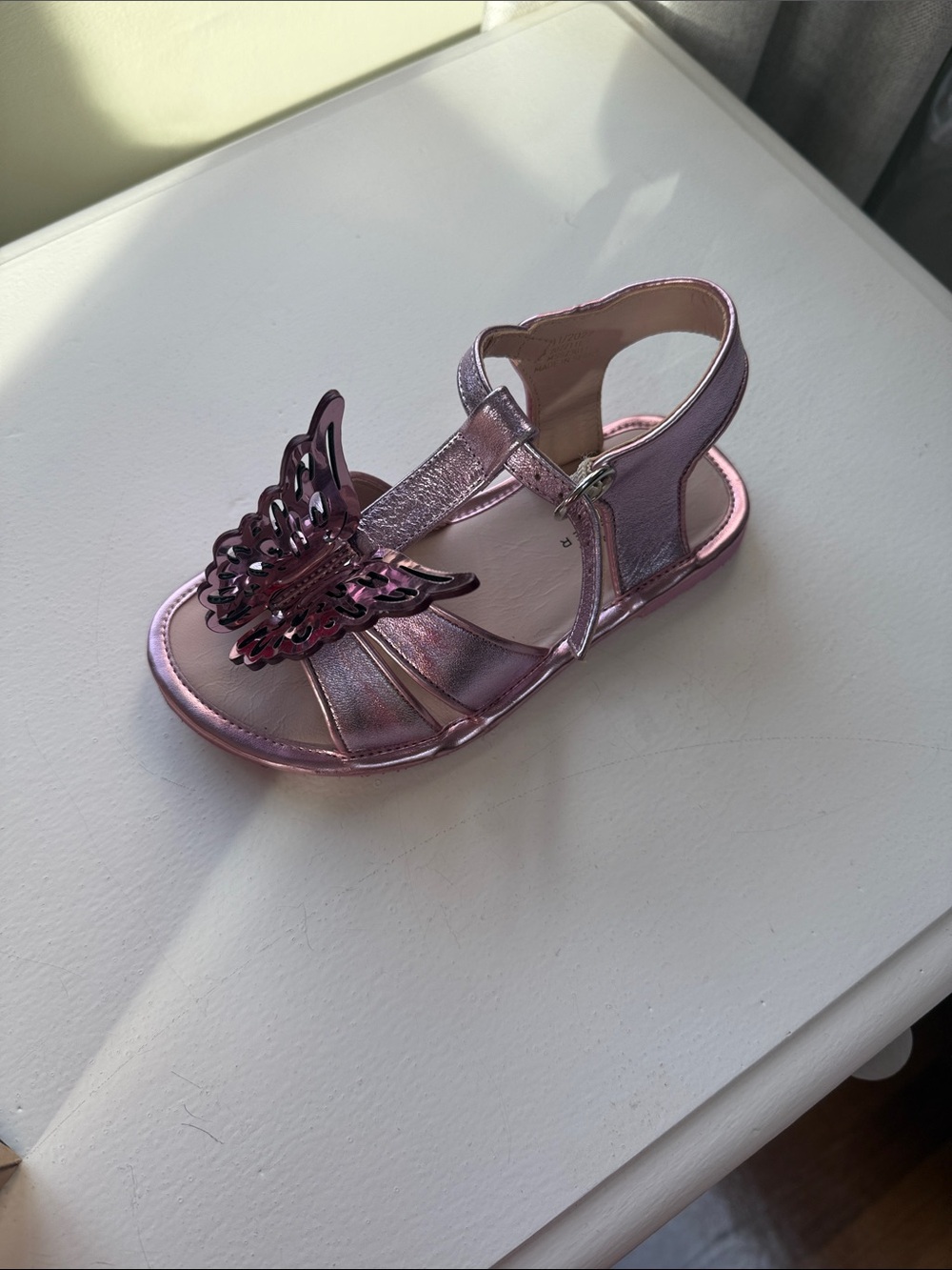 Sophia Webster Metallic Pink Butterfly Toddler Sandals